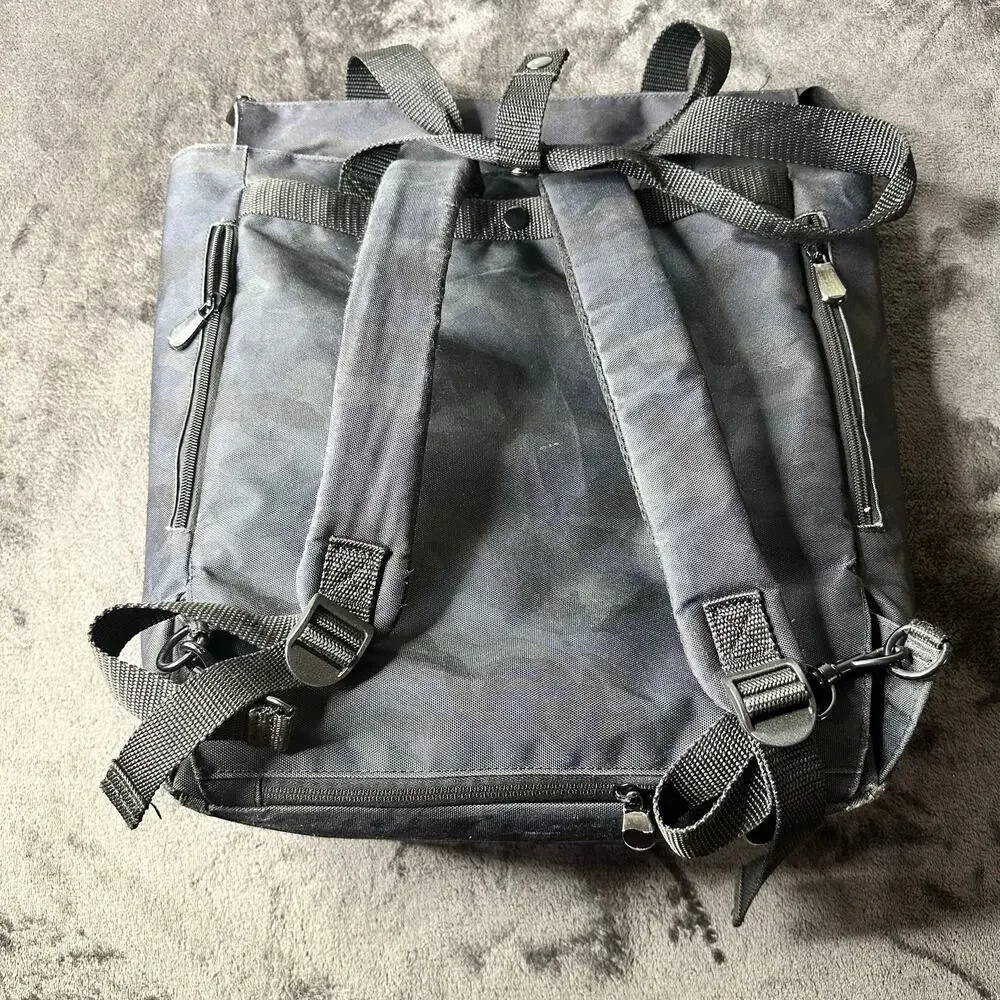 Lo & Sons Edgemont Navy/Black Camo Convertible Backpack computer work bag